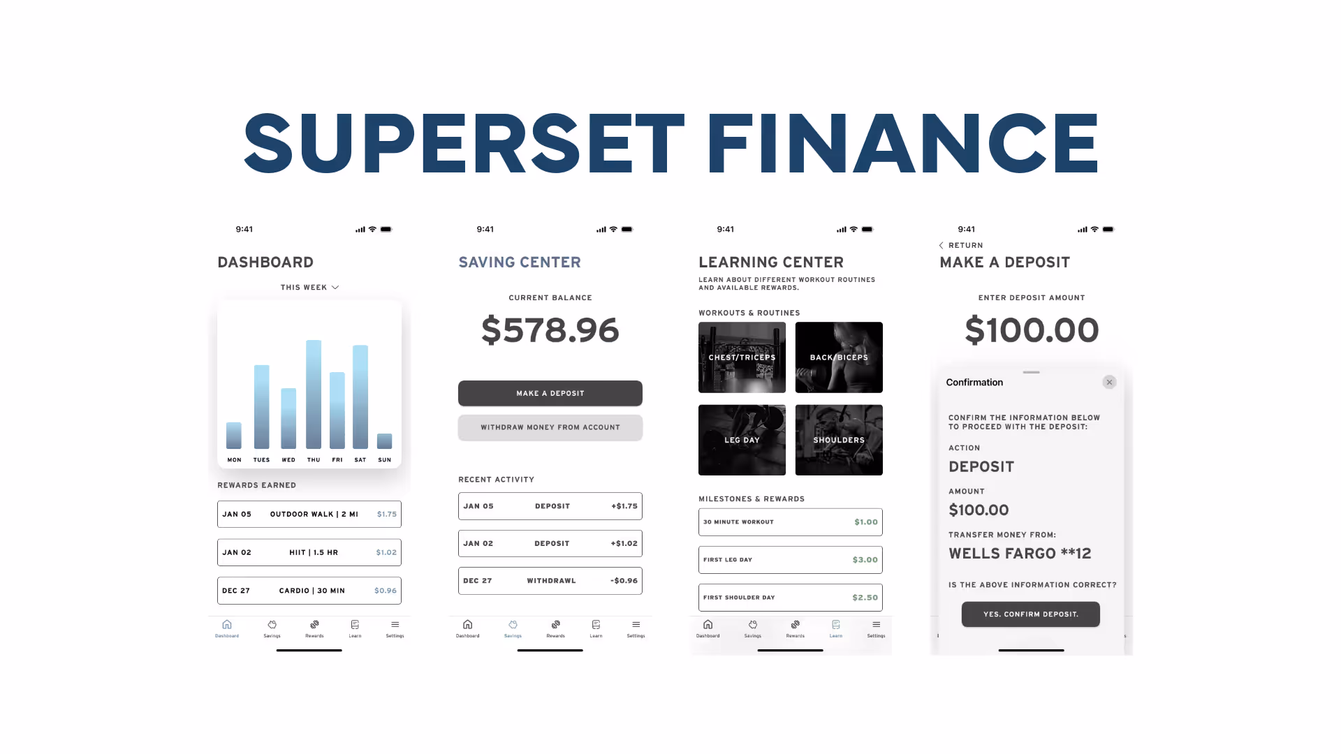 Superset Finance UX/UI project cover image showcasing custom design solutions for a financial app, focusing on user experience and interface design.