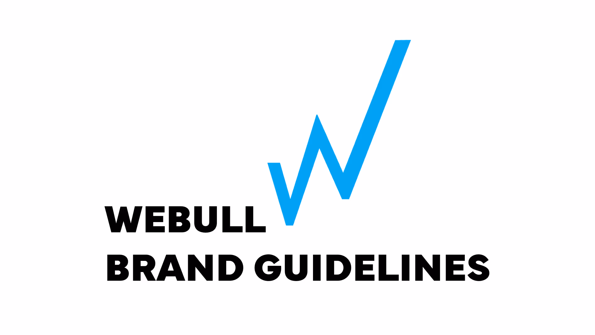 Webull Brand Guidelines cover image showcasing logo, typography, and color scheme design elements for a financial brand