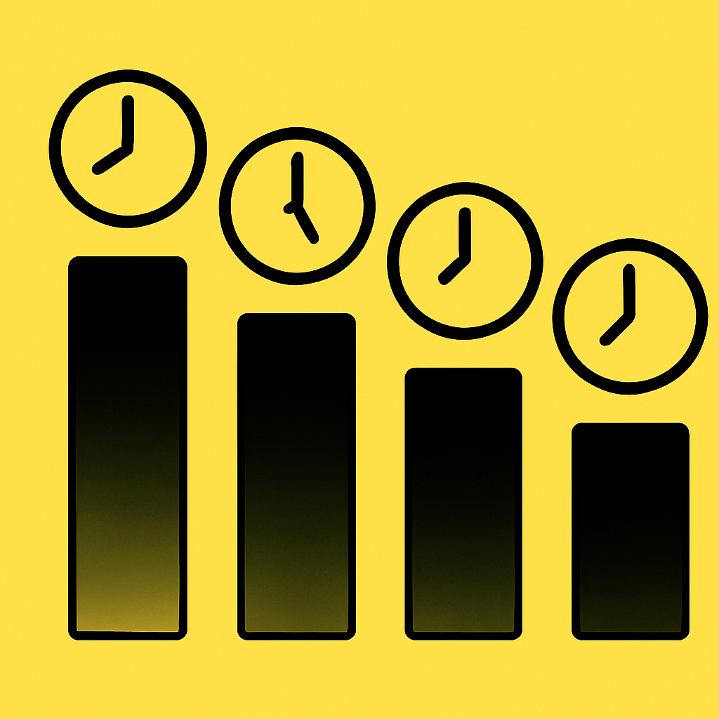 Visual comparison of downtime lengths across four uptime tiers using scaled bars and clock icons.