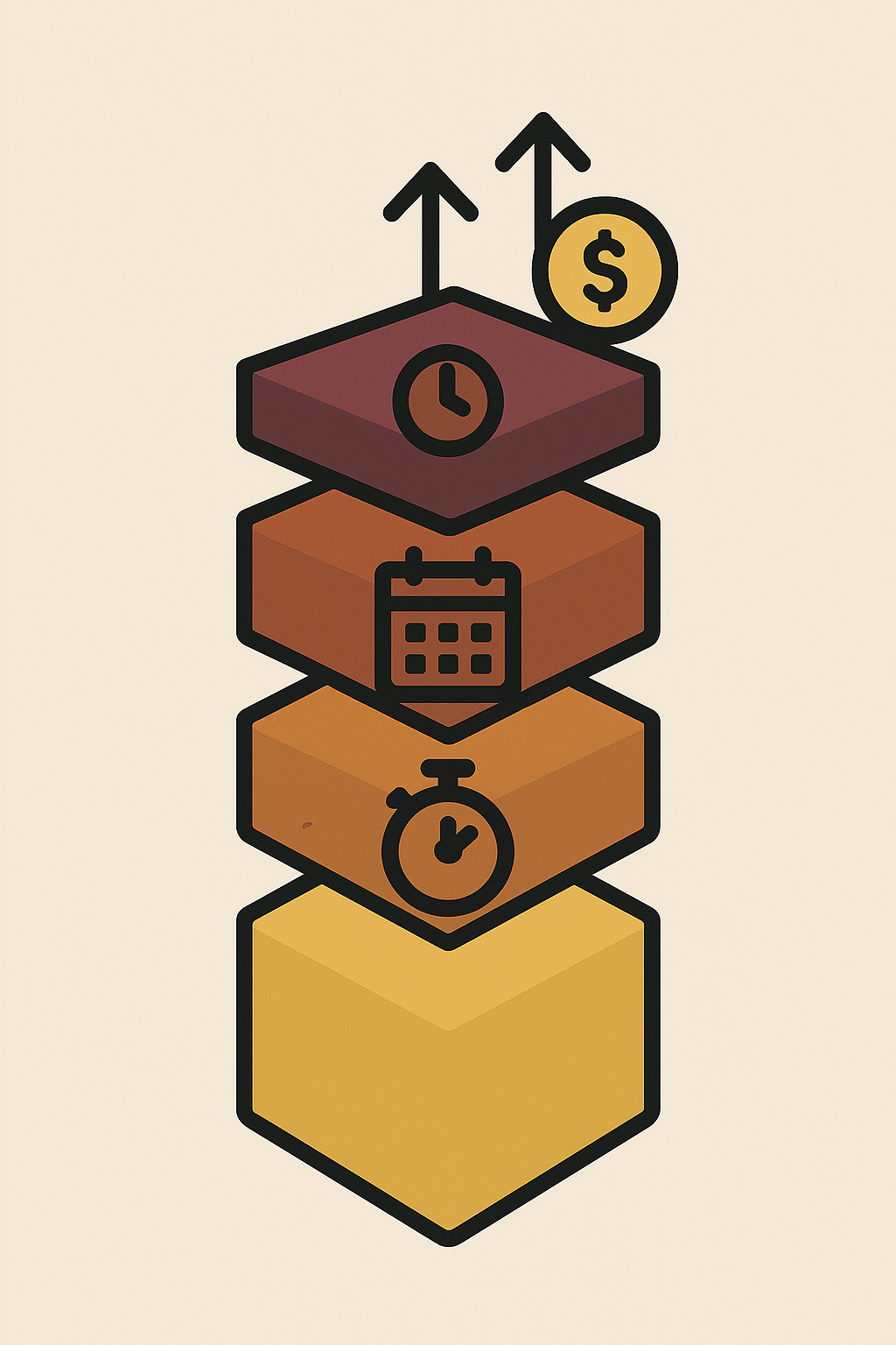 Stacked cost layers show hidden fees piled on top of a live answering service’s base price