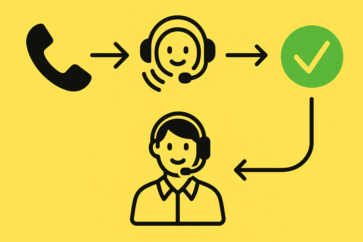 Flow diagram of AI handling calls first and escalating to a human host when needed.