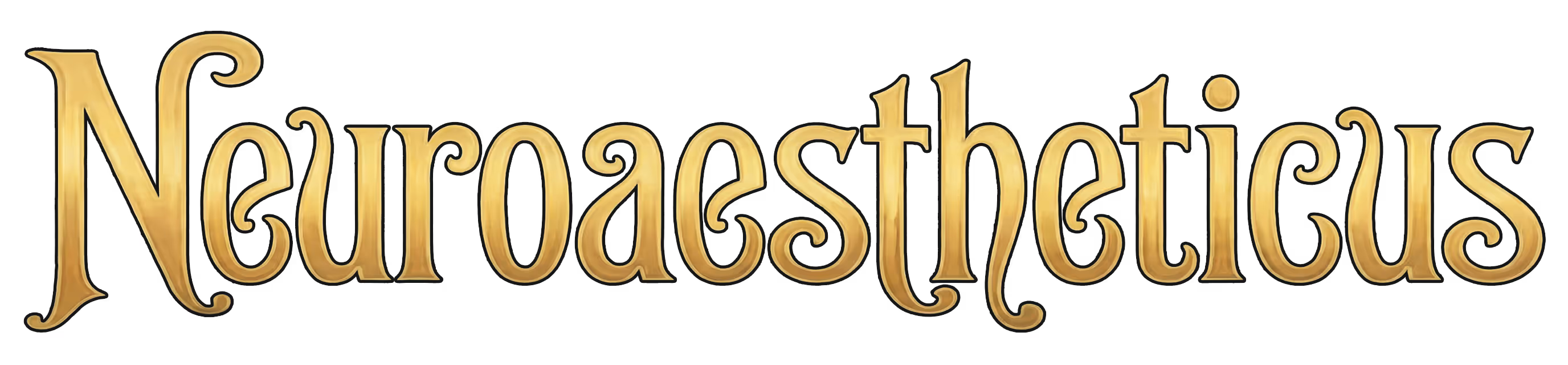 "Neuroaestheticus" word in a golden decorative serif font on a transparent background.