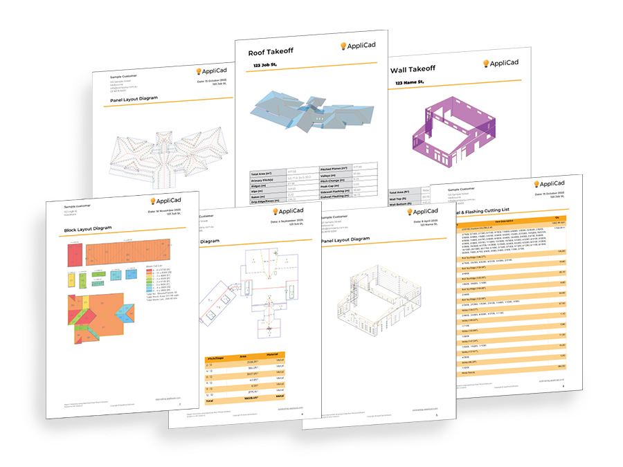 Colour-coded block cut layout from a completed bureau job