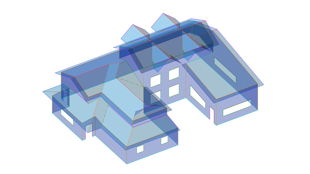 Multi-storey roof with dormers and walls — 3D model