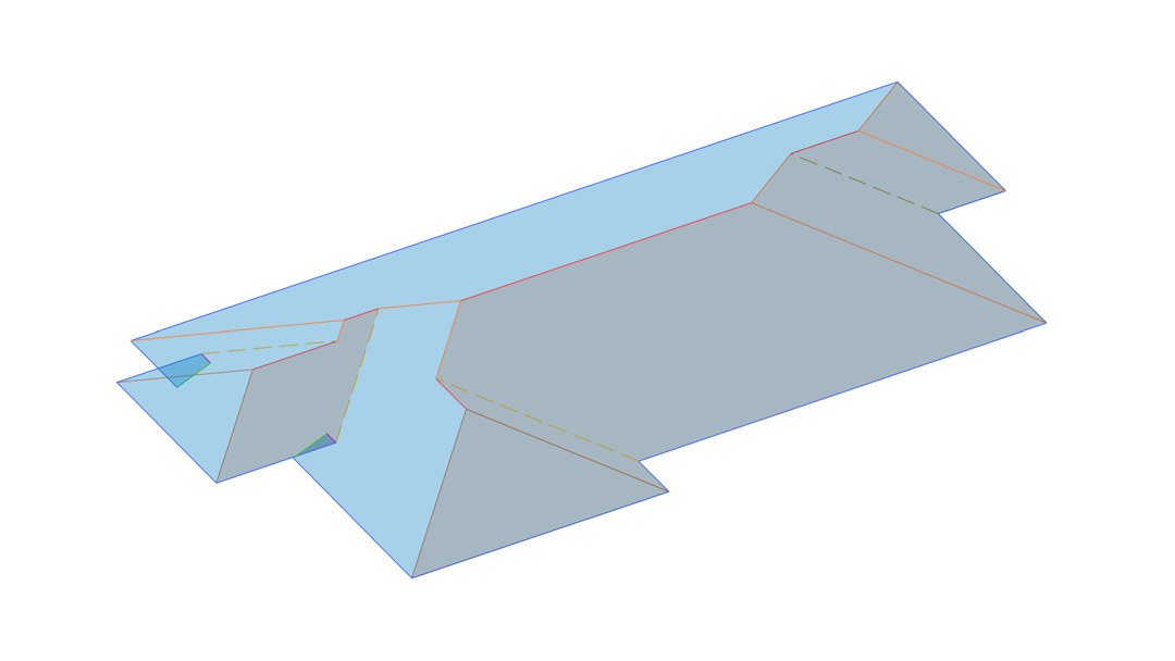 Simple two-storey residential roof — 3D model