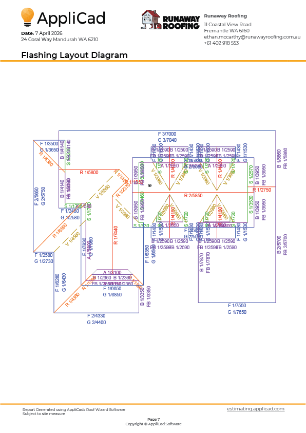 Flashing layout diagram