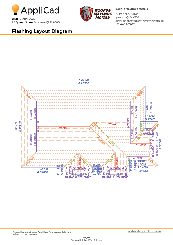 Flashing layout diagram