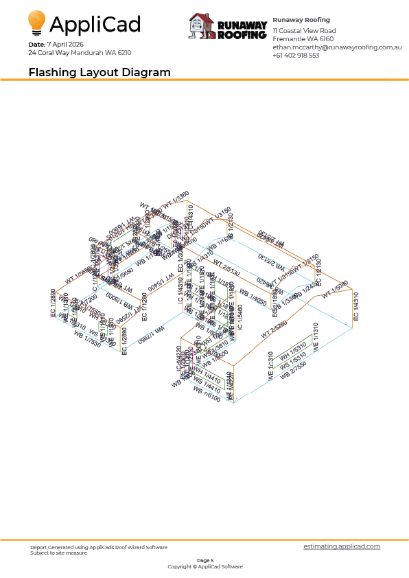 Wall flashing layout diagram
