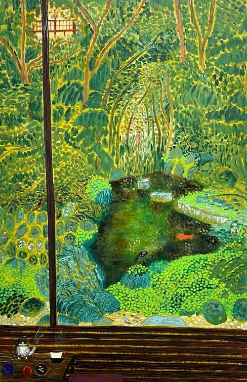 Red thought in a green shade