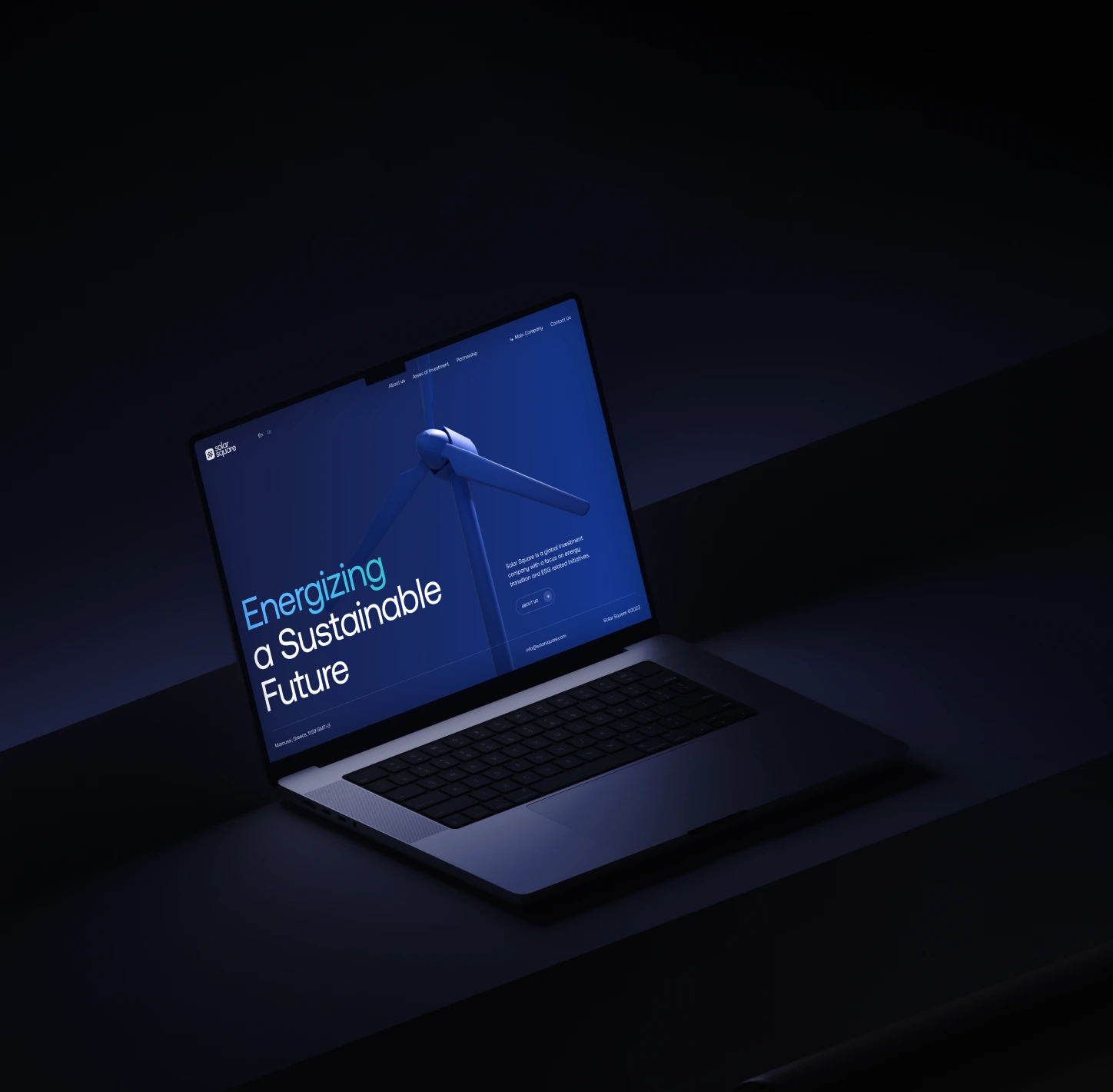 Solar Square - Website for an investment company specializing in the development of renewable energy sources and energy storage systems.