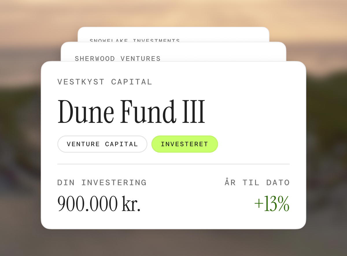 Eksempel på investeringsoversigt i platformen.