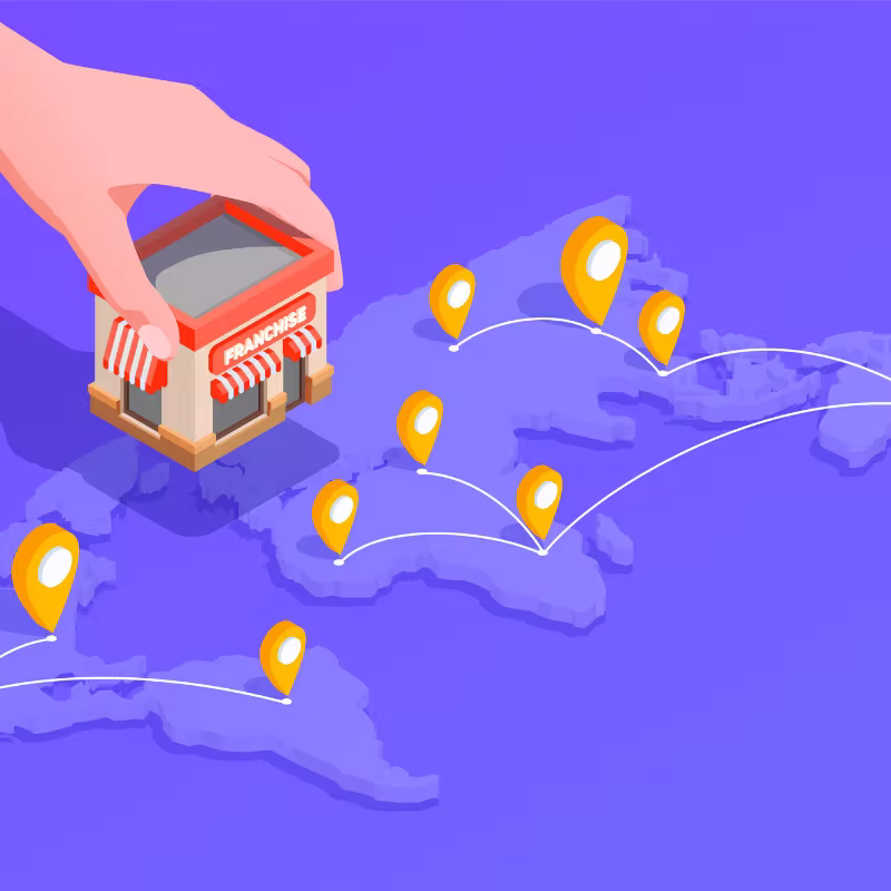Map showing a highlighted shop location with multiple nearby pins on an SEO-optimized location page