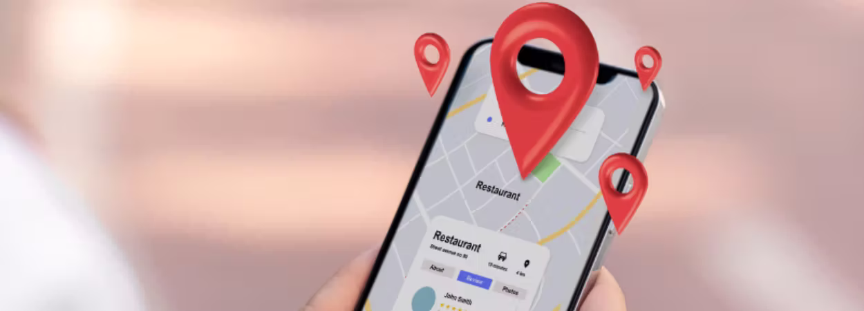 User viewing store locator map with location pins on smartphone during MapCosmos setup and installation