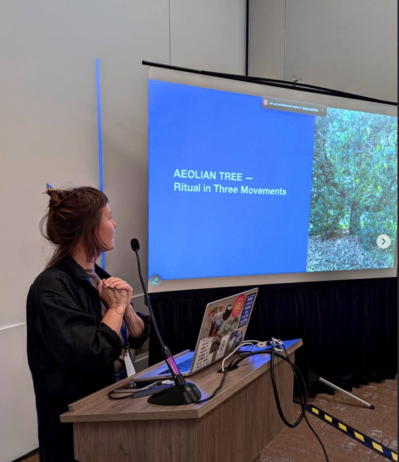 Maria Thrän presenting AEOLIAN TREE at the 4S Conference in Seattle