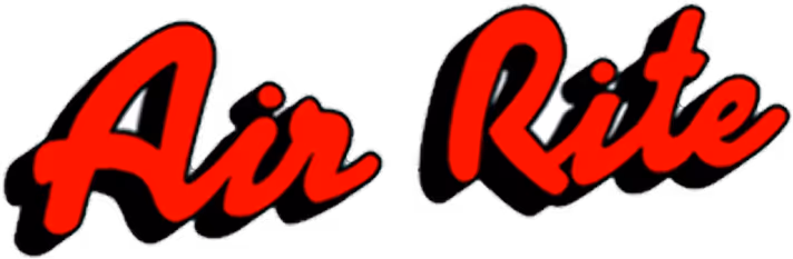 Air Rite logo in bold red cursive letters with black shadow
