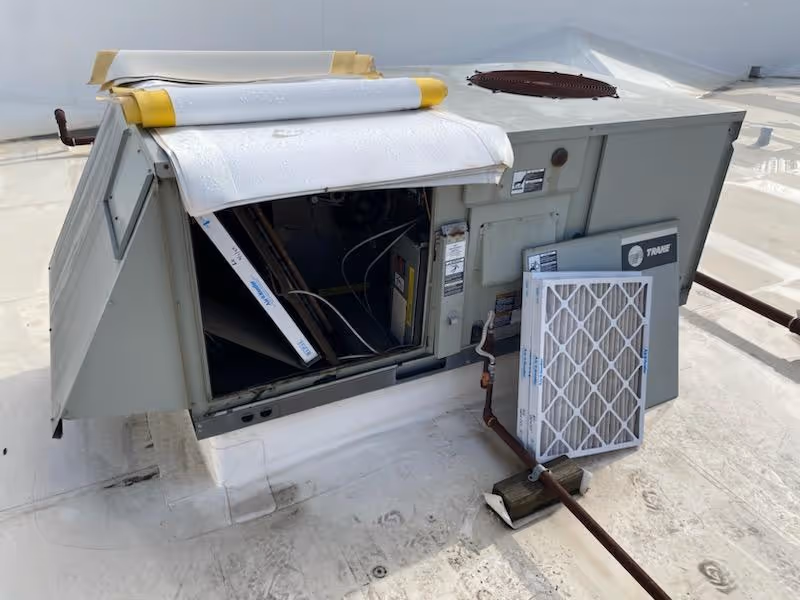 HVAC equipment that is being serviced.
