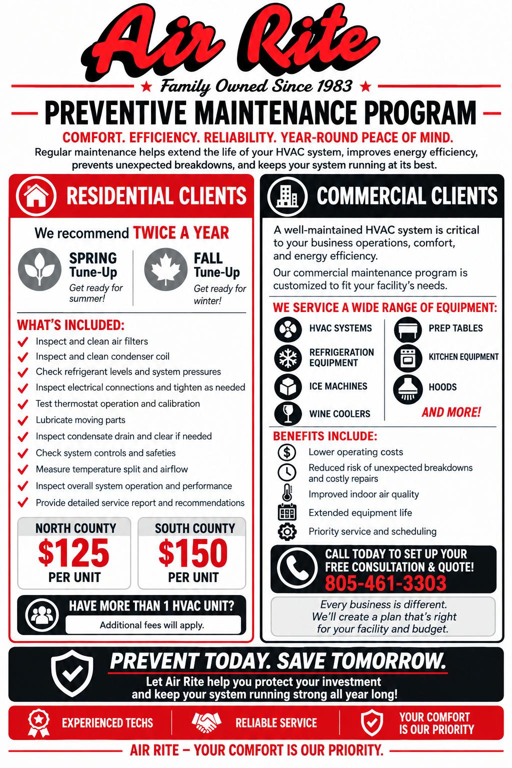 Air Rite Preventive Maintenance Program flyer