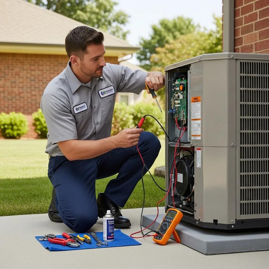 Air Rite technician performing a routine HVAC maintenance check in a San Luis Obispo home