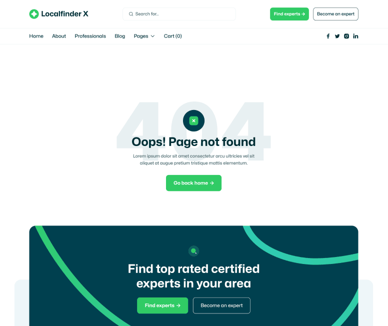 Localfinder X - 404 Page - Service Marketplace Webflow Template