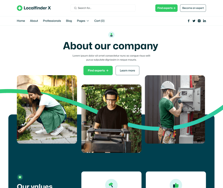 Localfinder X - About Page - Service Marketplace Webflow Template