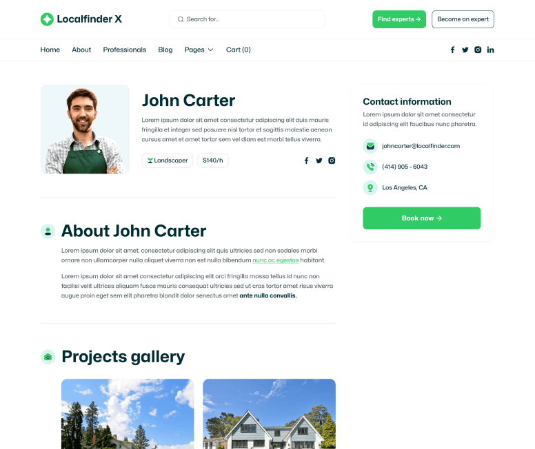 Localfinder X - Professional Single Page - Service Marketplace Webflow Template