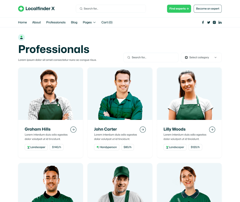 Localfinder X - Professionals Page - Service Marketplace Webflow Template