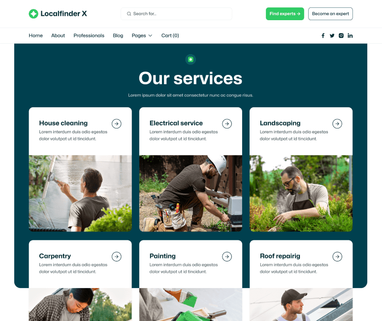Localfinder X - Services Page - Service Marketplace Webflow Template