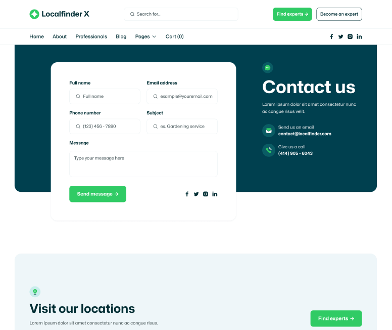 Localfinder X - Contact Page - Service Marketplace Webflow Template