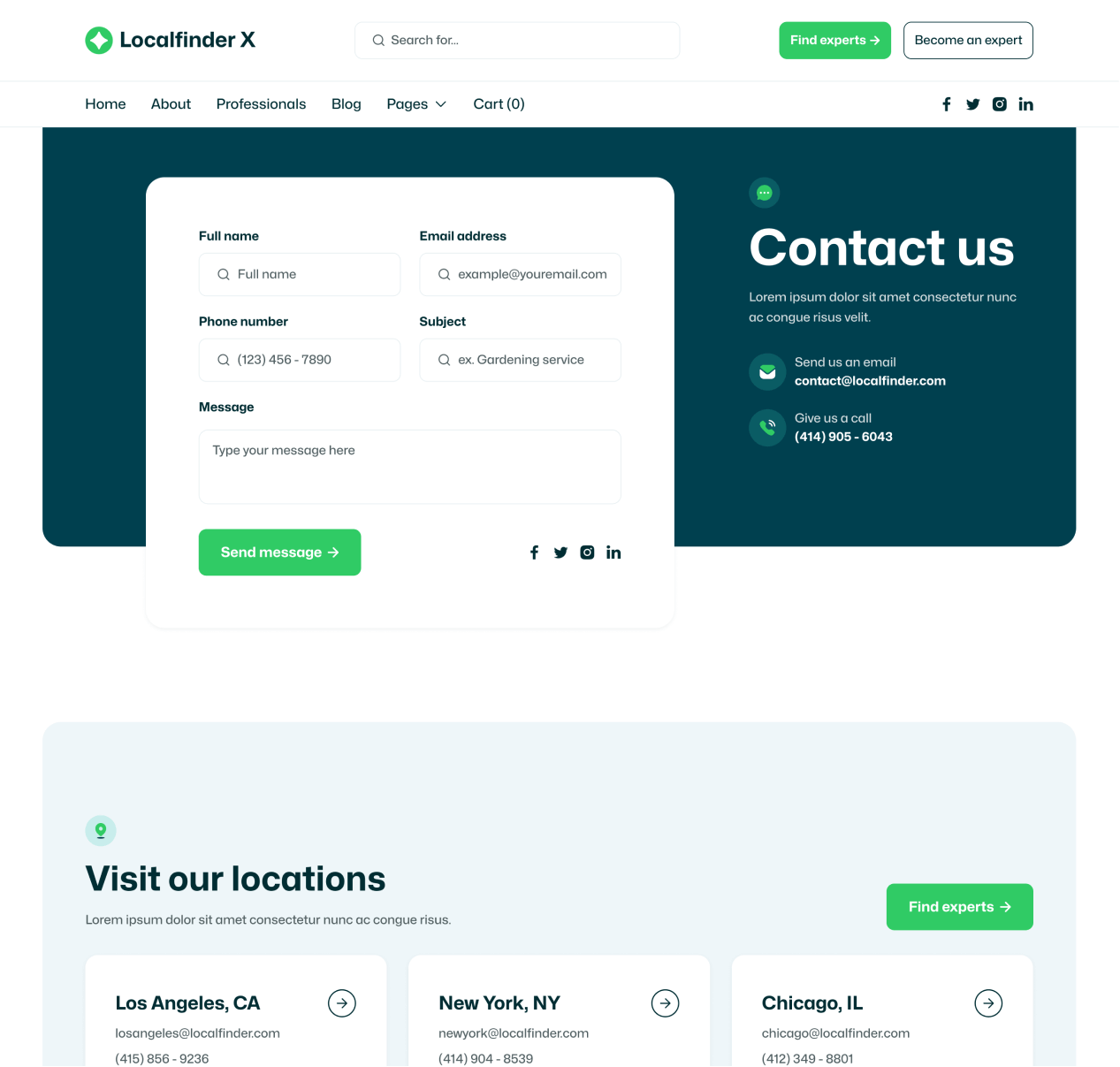 Localfinder X - Contact Page - Service Marketplace Webflow Template