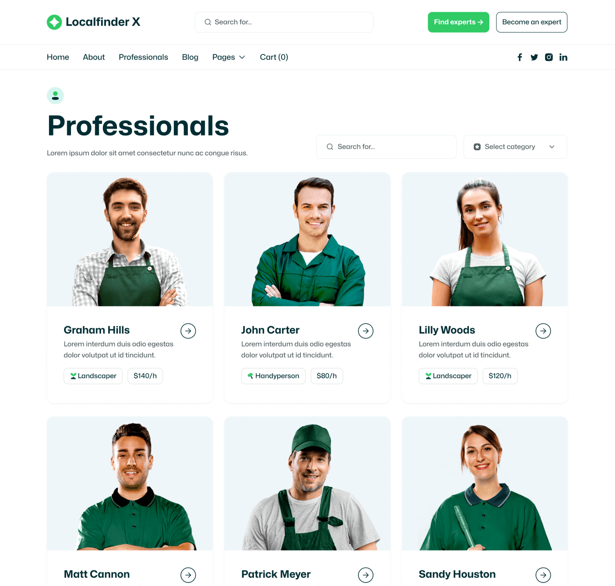 Localfinder X - Professionals Page - Service Marketplace Webflow Template