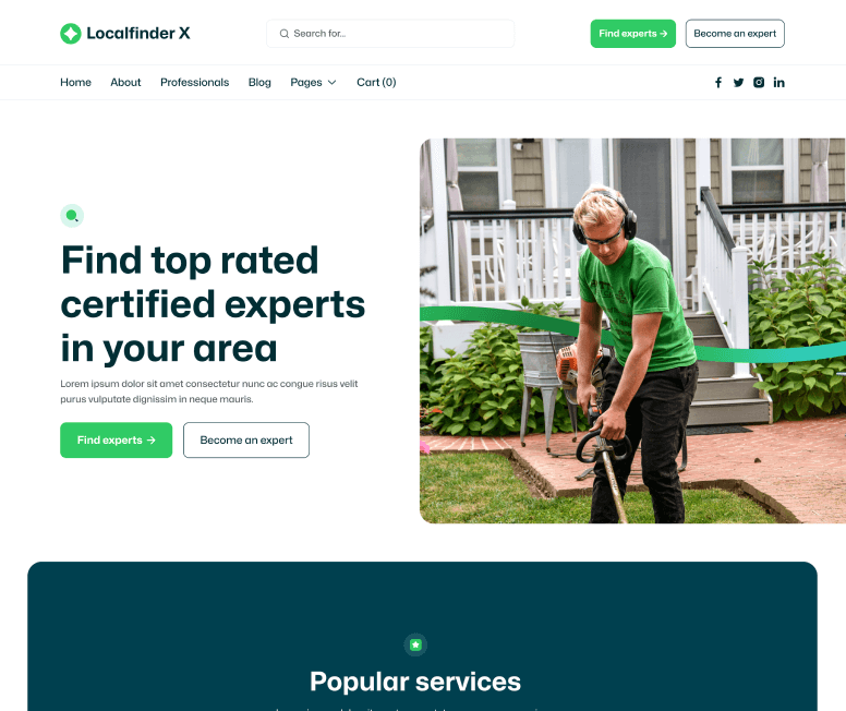 Localfinder X - Home Page - Service Marketplace Webflow Template