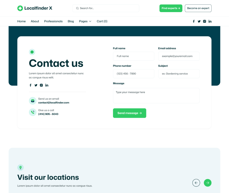 Localfinder X - Contact V3 Page - Service Marketplace Webflow Template