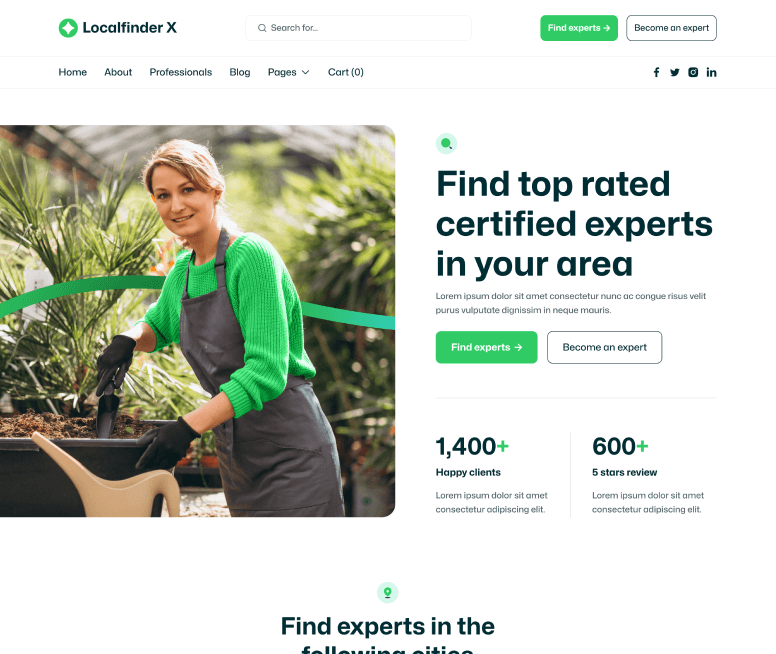 Localfinder X - Home V2 Page - Service Marketplace Webflow Template