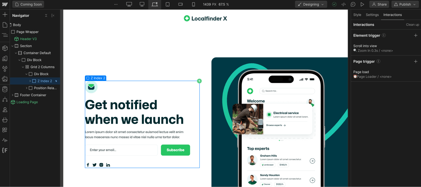 Animations - Localfinder X Webflow Template
