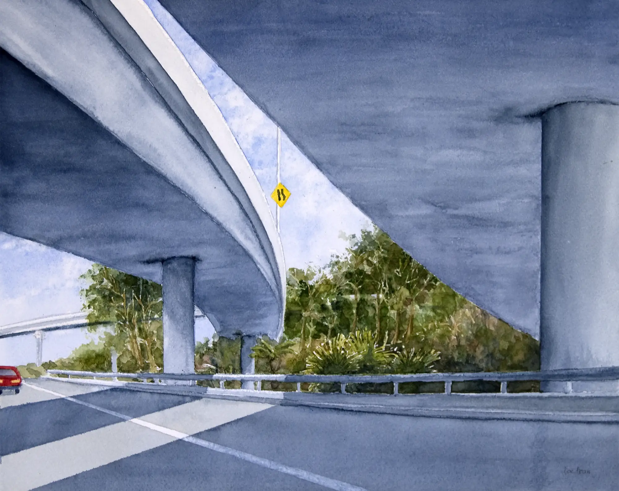 10 Freeway - watercolor on paper by Loc Tran.