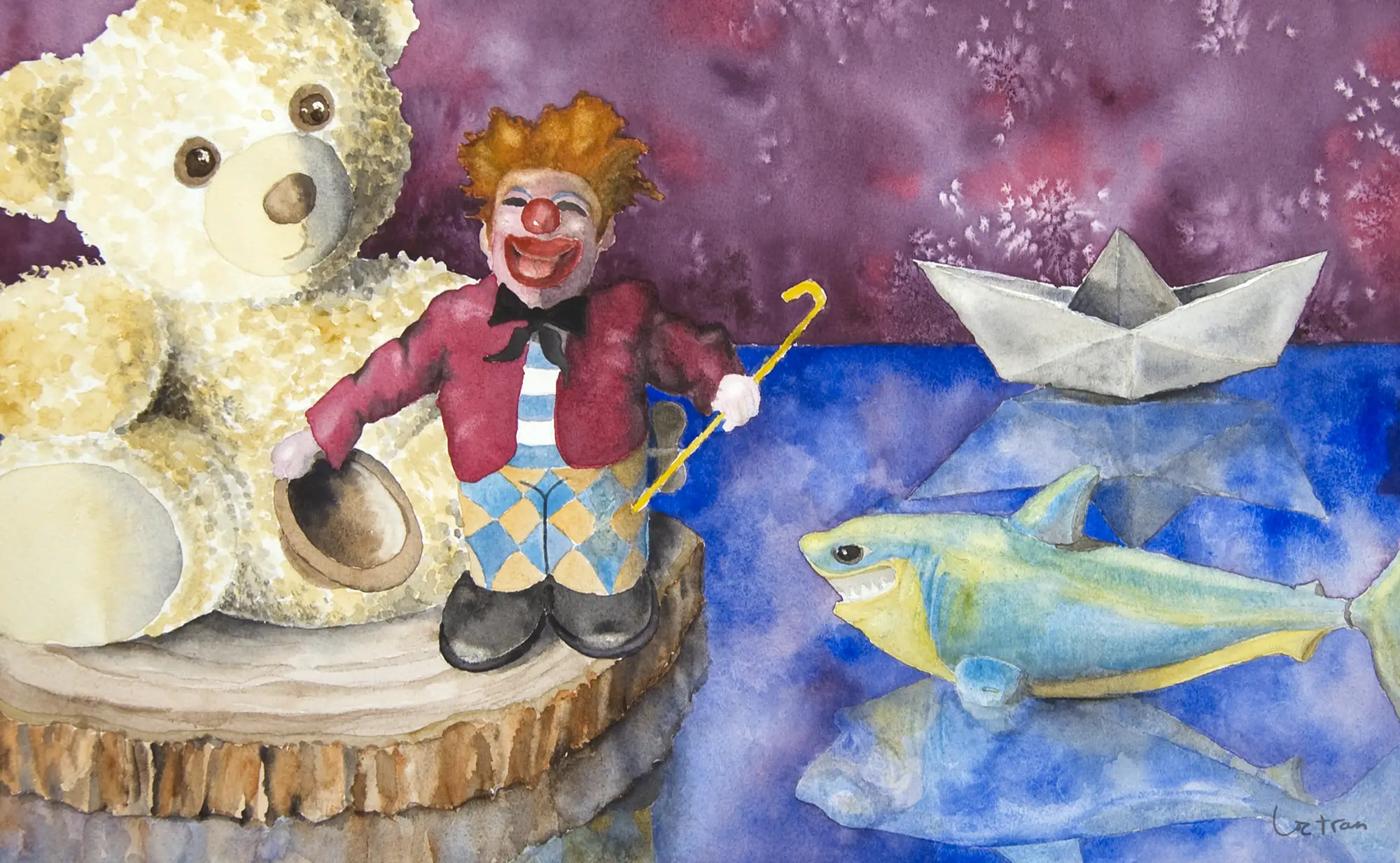 Toys - Watercolor on paper by Loc Tran - 18"x11".