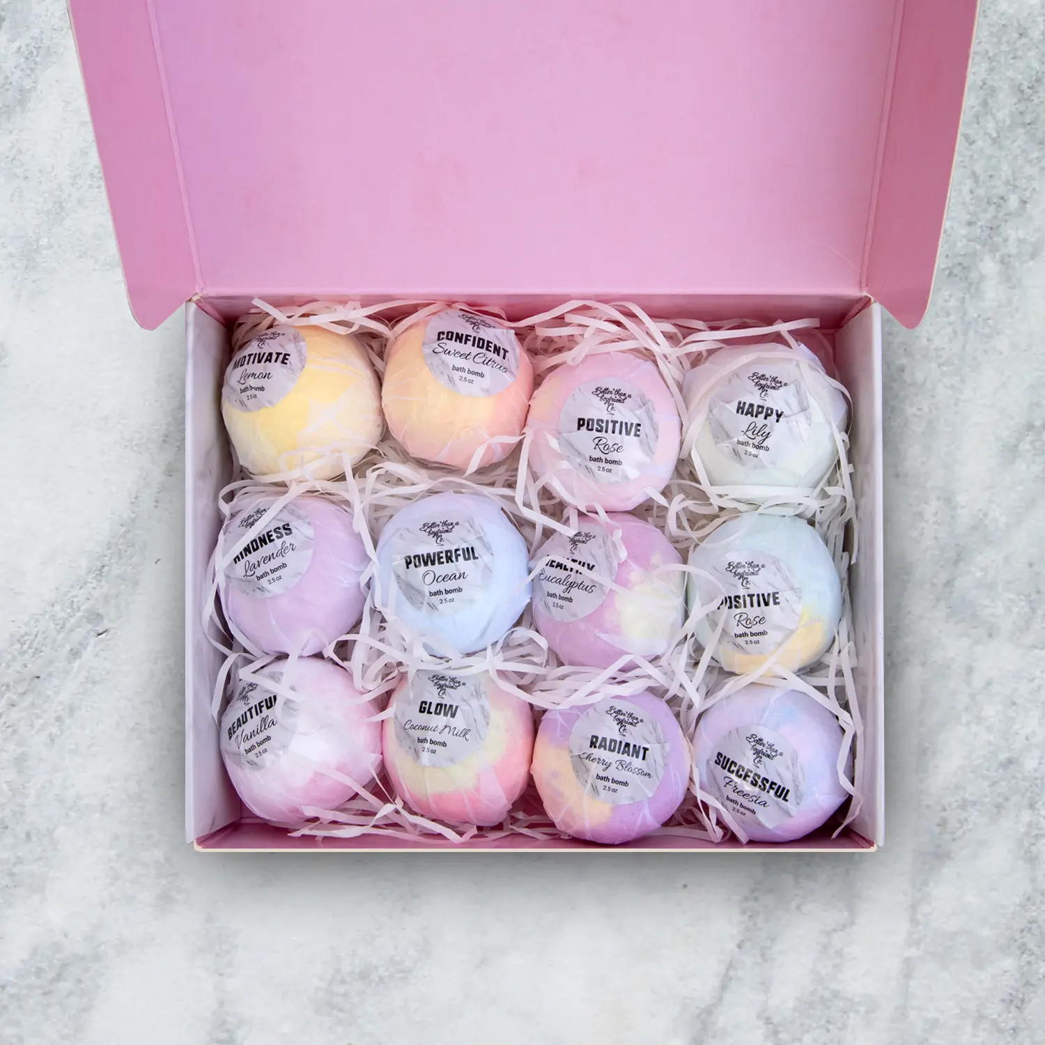 Better Than a Boyfriend bath bomb set - top view.
