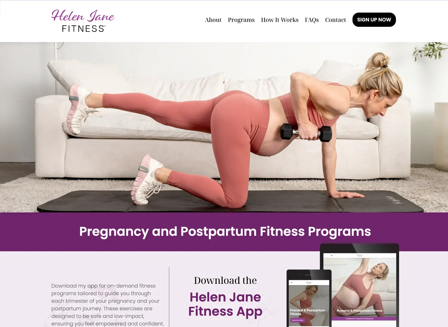Helen Jane Fitness website screenshot.