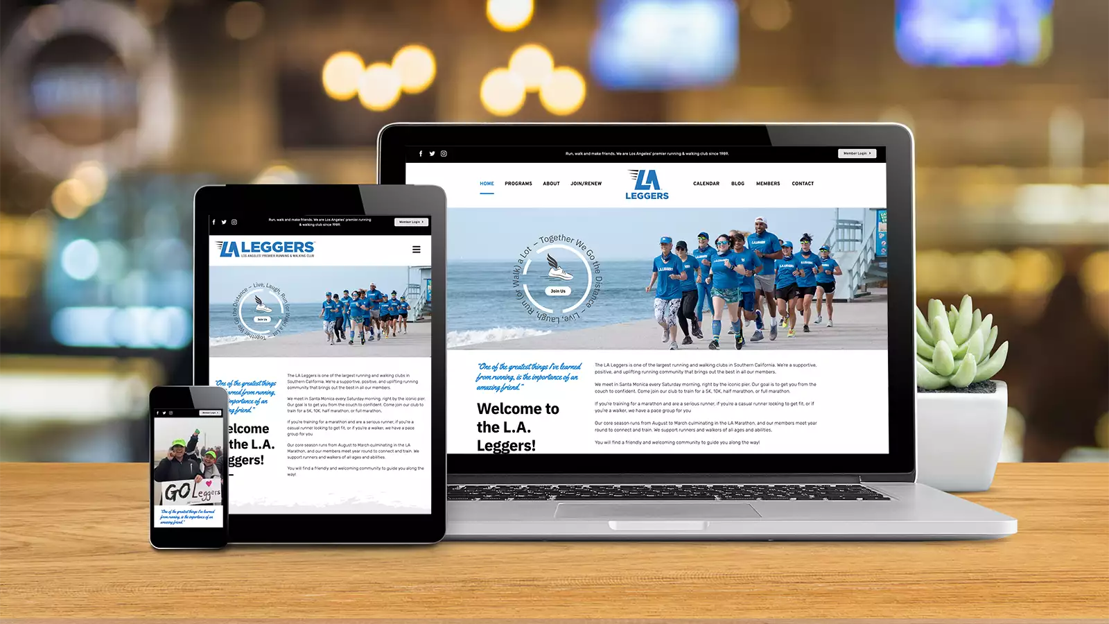 LA Leggers website on different devices.