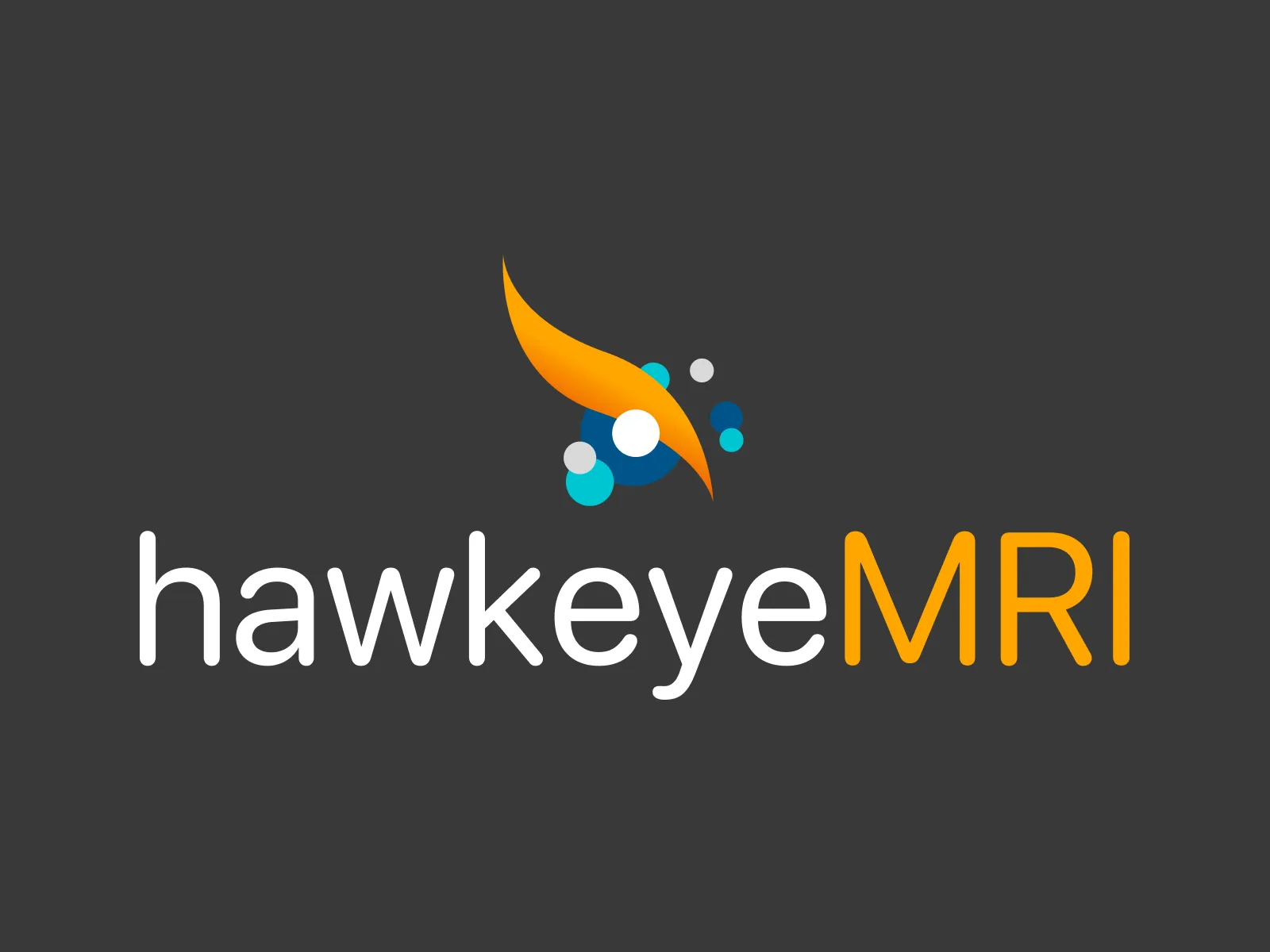 HawkeyeMRI logo on a dark gray background featuring abstract hawk and signal icon