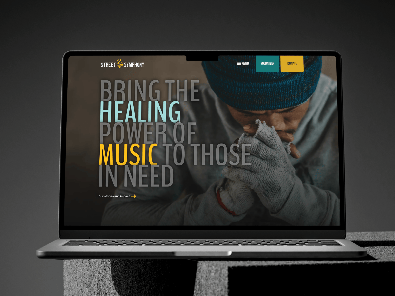 Laptop displaying the Street Symphony website on screen