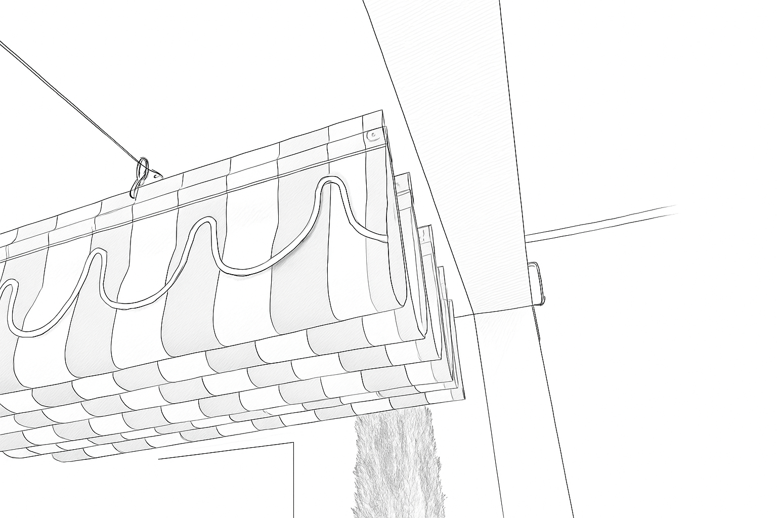 Elwood by Azure black and white scalloped edged drawing