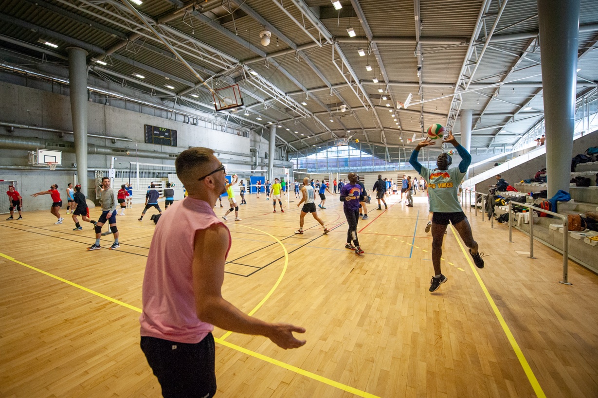 Echauffement des athlètes au volley