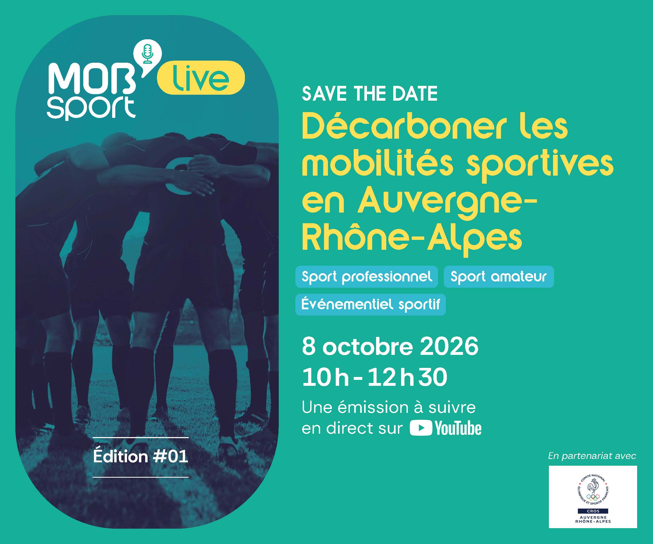 Visuel faisant la promotion de l'émission Mob'Sport Live du 8 octobre 2026