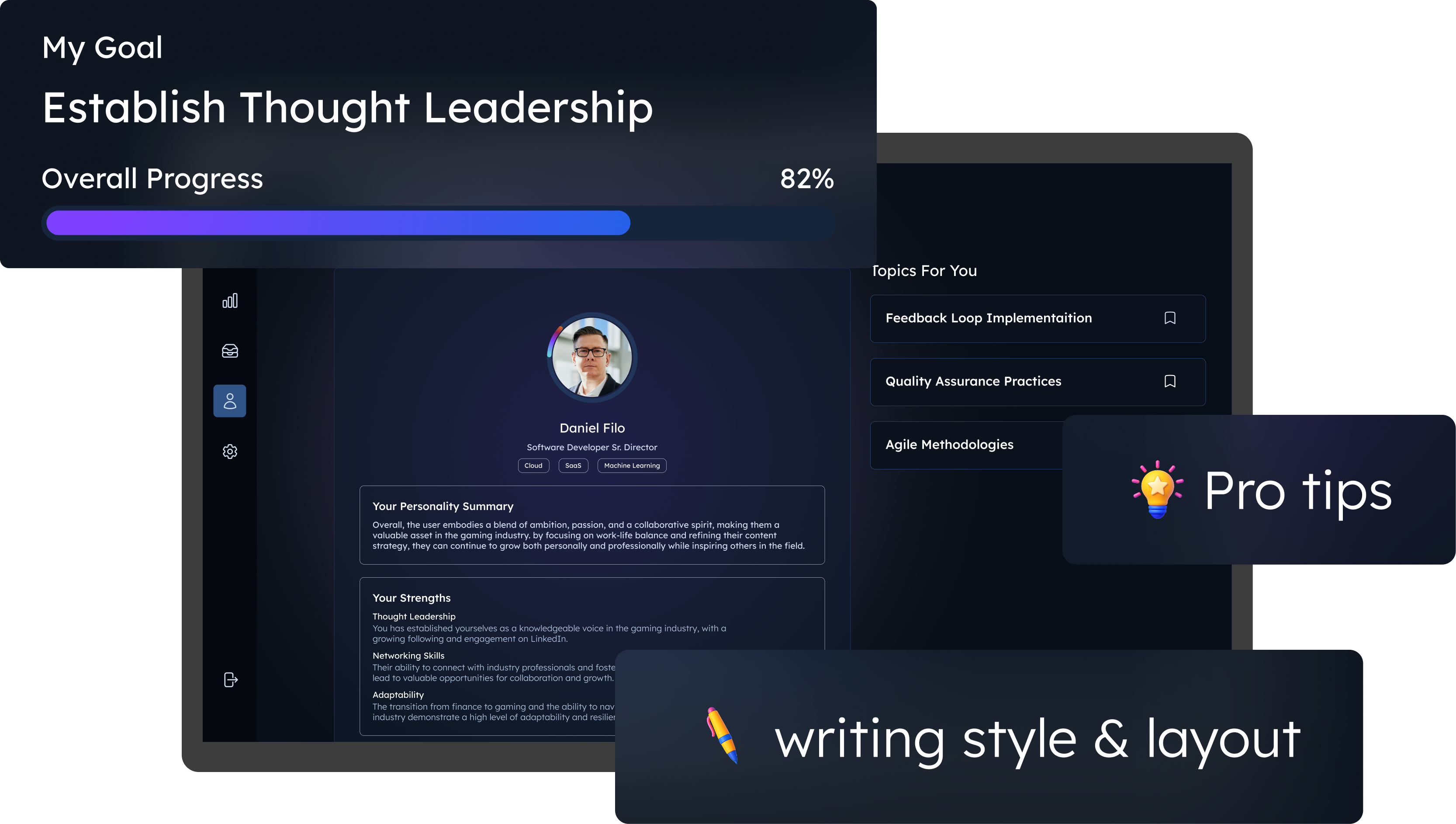 AI-powered influence visualization - Noovox dashboard showing thought leadership metrics and analytics