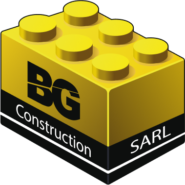 BG Construction Sarl Logo, yellow lego brick