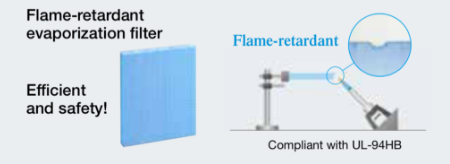Non-flammable evaporative filter