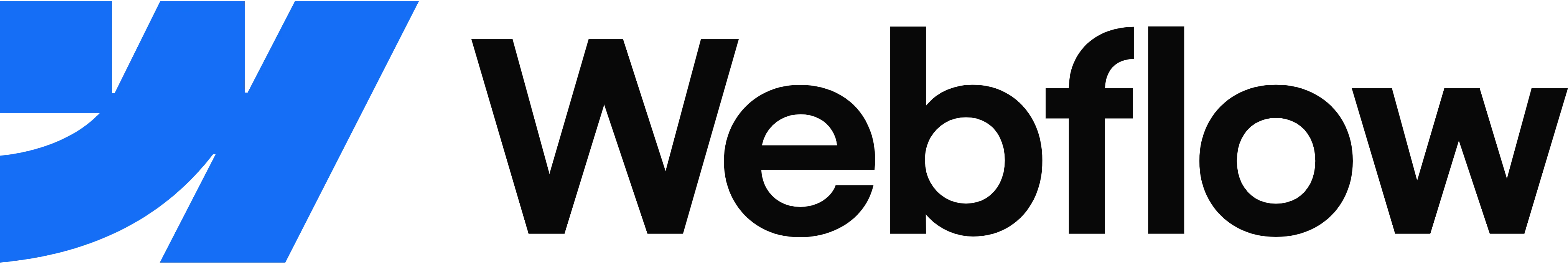 Webflow logo with a blue stylized 'W' icon followed by black text 'Webflow'.