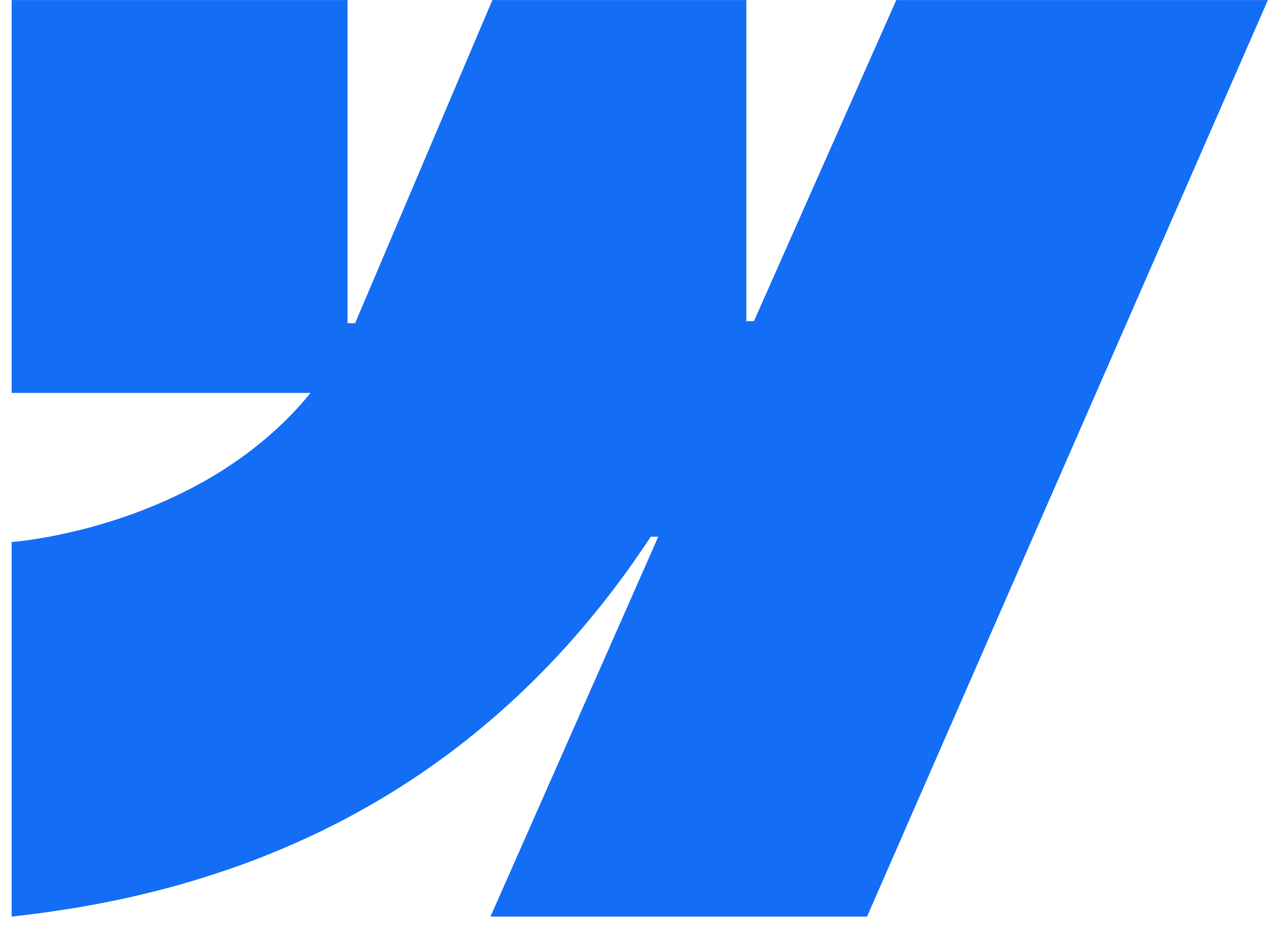 Abstract bold blue geometric shape on a black background.