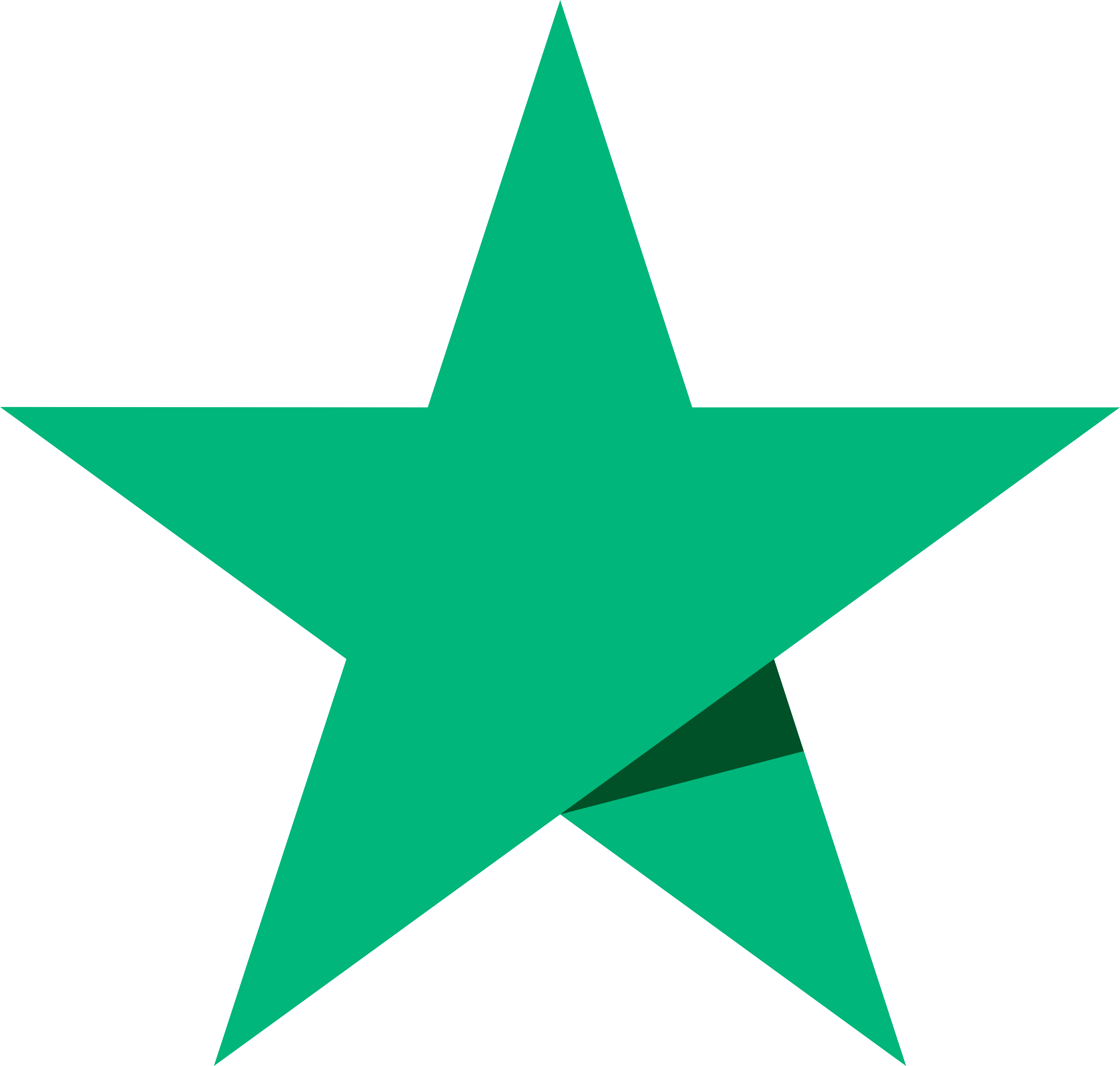 Green five-pointed star with a shadow effect on a transparent background.